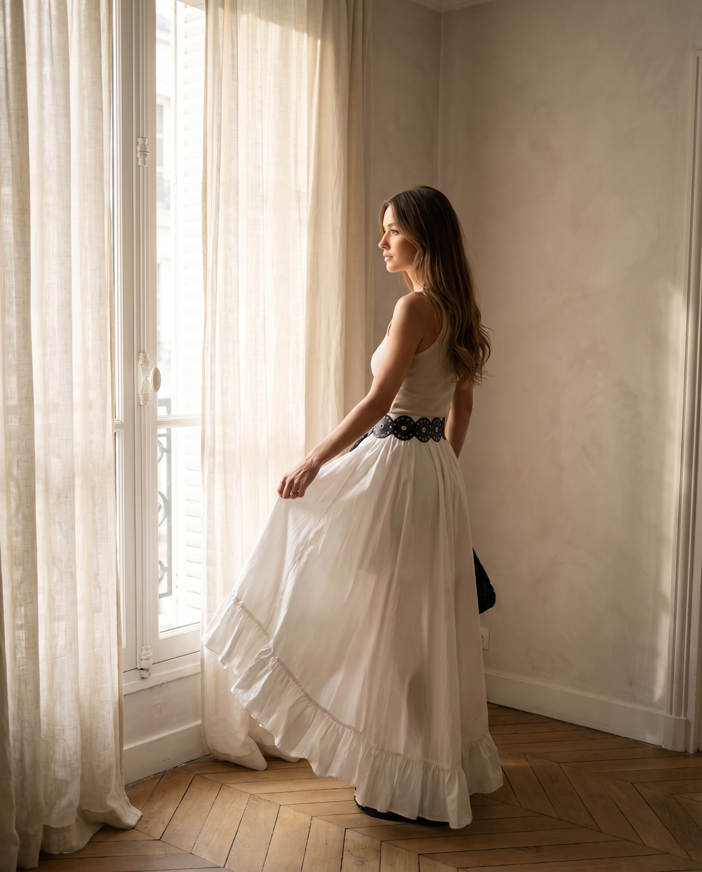 Bianca Jupe Midi en Coton