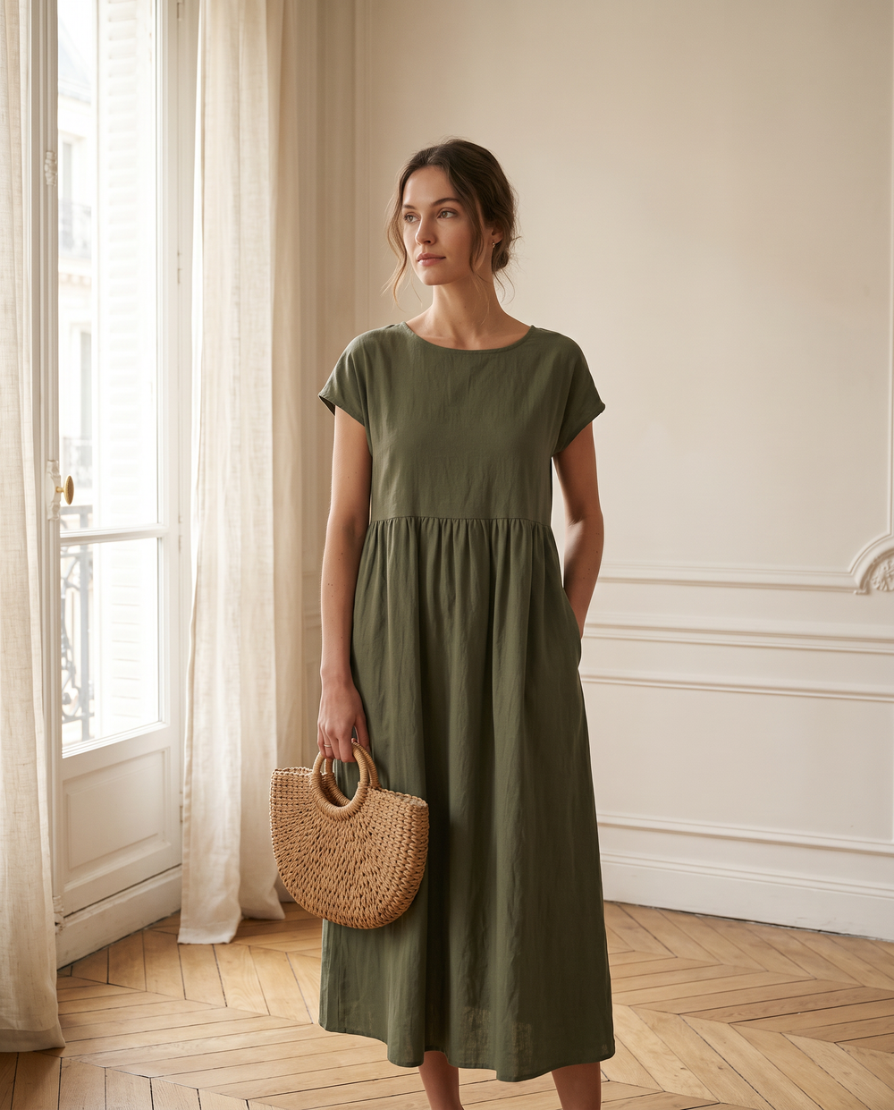 Fleur Short-Sleeve Midi Dress