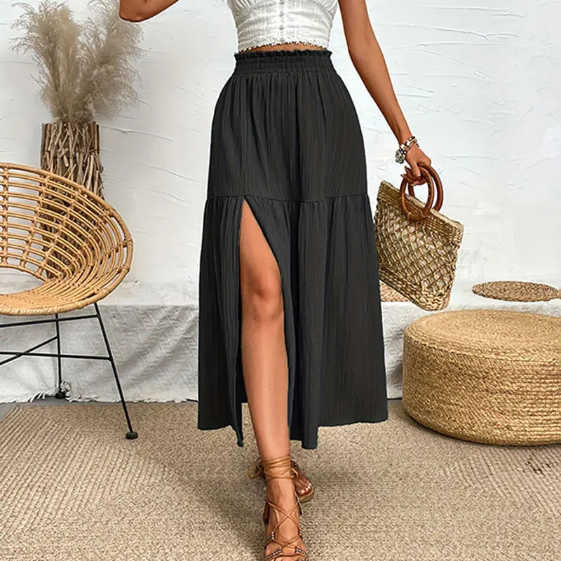 ÉPORE Margaux high-waist ruffle midi skirt