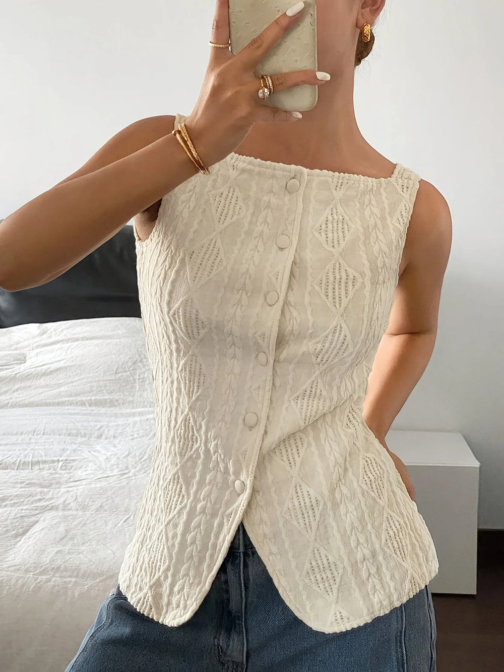 ÉPORE Juliette sleeveless textured blouse