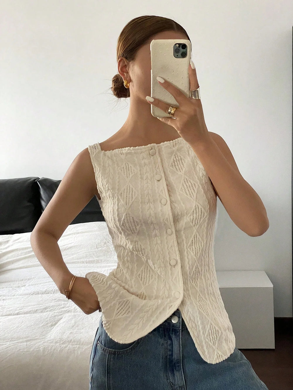 ÉPORE Juliette Sleeveless Textured Blouse