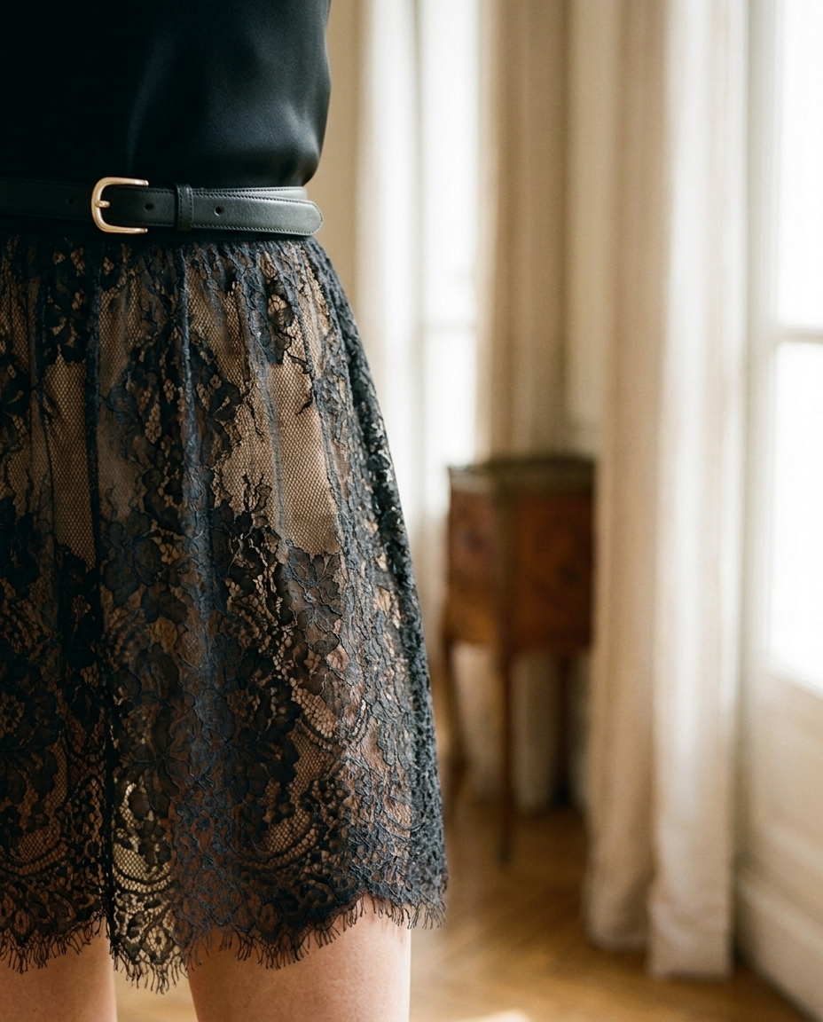 Brume Sheer Mesh Mini Skirt — detail