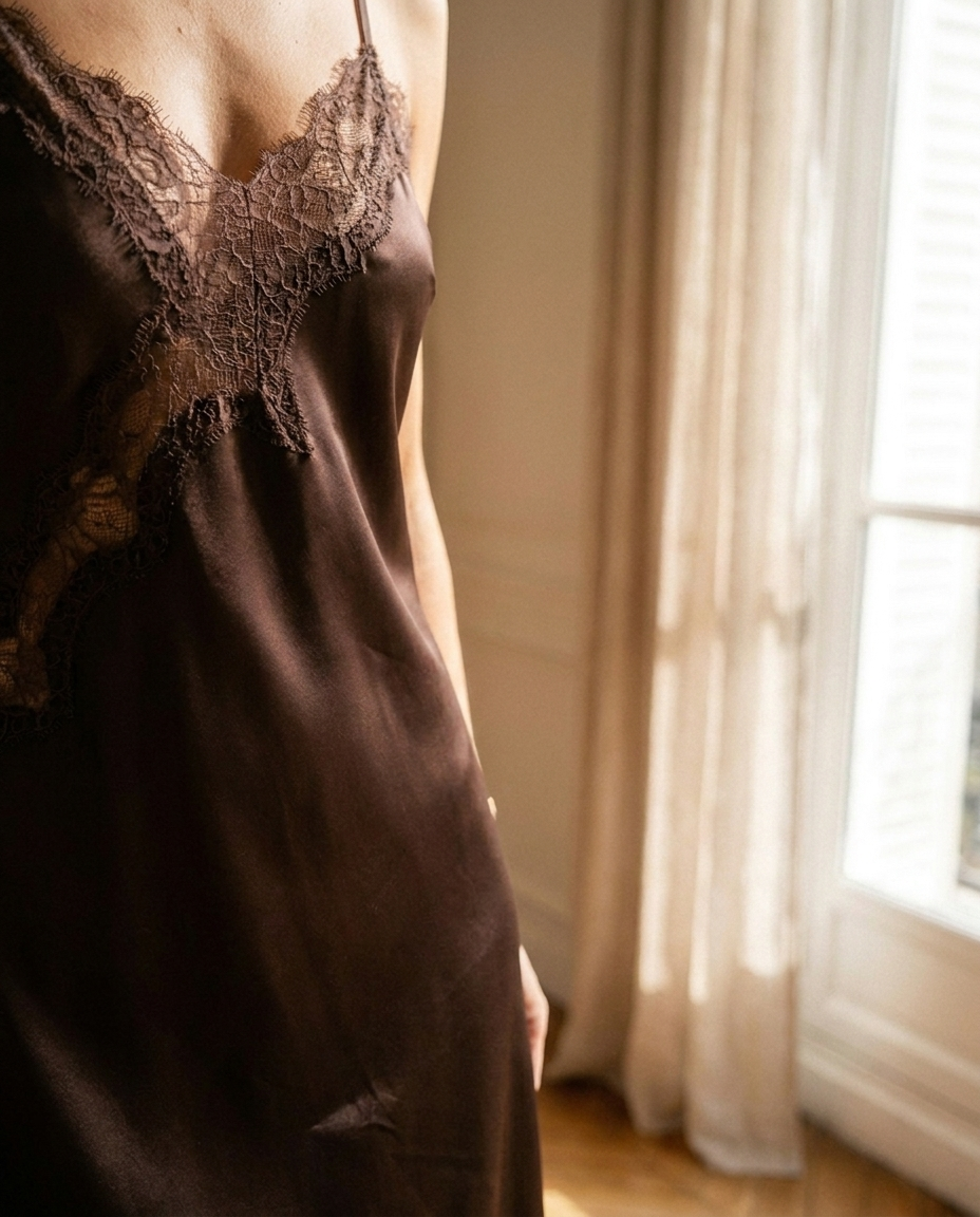 Cannes Satin Slip Mini Dress — detail